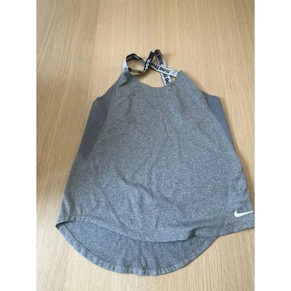 Nike Dri Fit Just Do It Tank Top Women's Size Small Gray/Black Band Logo - Picture 1 of 7